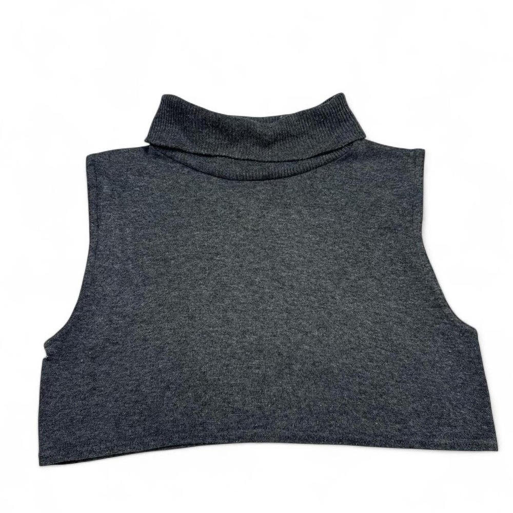 Dark Gray Sleeveless Turtleneck Crop Top